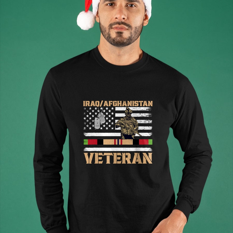 Proud Veteran Shirt, Funny Veteran UnisexT-Shirt/Hoodie/Sweatshirt HLT00 - Afghanistan Iraq Veteran Flag Soldier T-Shirt